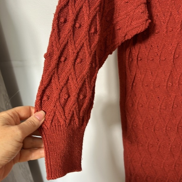Free People Terracotta Cable Knit Midi Nicole Sweater Dress Size XS - Picture 5 of 7